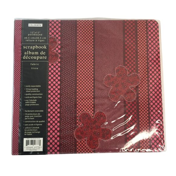 Colorbok 12x12 Inch Postbound Scrapbook Album Fabric Kitchen Flowers Burgandy - Picture 1 of 8